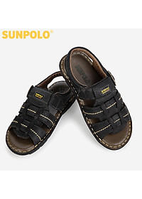 Sandal Nam Da Bò SUNPOLO SDA002 Trẻ trung, năng động (Đen, Nâu)