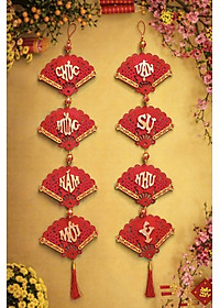 Set 2 Dây Liễn 8 Quạt Treo Trang Trí Tết Vạn Sự Như Ý - Chúc Mừng Năm Mới