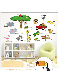 Decal dán tường Vườn thú tiếng anh AmyShop DB061 (75 x 118cm)