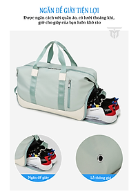 Túi Xách Du Lịch Đa Năng Cao Cấp Teement, Có Ngăn Đựng Giày Riêng Biệt, Ngăn Chống Thấm Nước - Hàng Chính Hãng