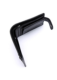 Ví Nam Da Cá Sấu Nút Bấm Huy Hoàng HT2216 (12.5 x 10 cm) - Đen