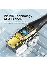 Dây cáp sạc type-C sạc nhanh 100W chuẩn PD 3.0 USB C to Type C hiệu HOTCASE ESSAGER Transparent Data Cable - trang bị đèn LED, Sạc nhanh QC 4.0 và PD 3.0, Chip sạc thông minh, truyền tải dữ liệu cao 480Mbps - Hàng nhập khẩu