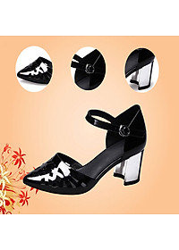 Giày sandal nữ hàng hiệu rosata cao gót đế cao 5 phân màu đen za05