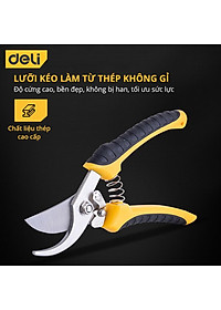 Kéo Cắt Tỉa Cành Cây Deli Chính Hãng 210mm - Lưỡi Thép Sắc Bén, Siêu Bền, Tay Cầm Đệm Cao Su An Toàn, Chắc Chắn - DL2789