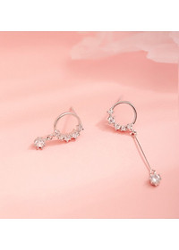 Bông tai đá pha lê tròn tòng teng S925