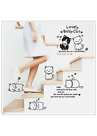 Decal dán tường Mẫu Những chú mèo đáng yêu ,có sẵn keo chỉ cần bóc dán