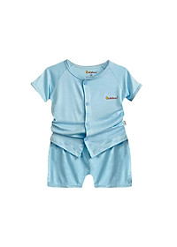 Bộ sơ sinh babiboo cài giữa tay ngắn vải visco siêu mềm mại cho bé