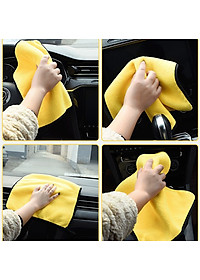 Combo 2 Khăn Lau Xe Ô Tô Siêu Thấm Size 30cm x 40cm, Khăn Lau Nội Thất Cho Xe, Chất Liệu Microfiber - Hàng Loại 1 Chính Hãng MINIIN