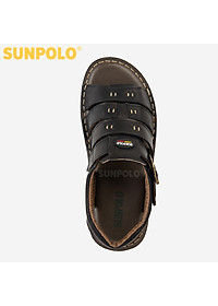 Xăng Đan Quai Ngang, Giày Sandal Nam Da Bò SUNPOLO SDA006 (Đen)