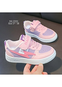 Giày thể thao bé gái 3 - 12 tuổi đế bằng êm nhẹ màu hồng phong cách Hàn Quốc GN02