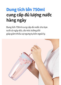 Ly nhựa LocknLock 2 lớp 750ml HAP522 720ml Anh Đào - Hàng chính hãng kèm ống hút, cách nhiệt tốt, miệng rộng - JoyMall