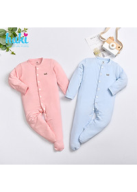 Bộ body sơ sinh liền tất, tay lật vải tre (Bamboo) cao cấp BB034, sleepsuit cho bé, set body dài tay cho bé sơ sinh chính hãng HAKI