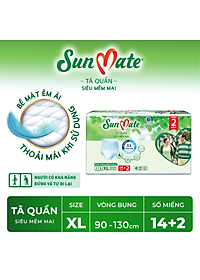 [Mẫu mới] Combo 2 Tã quần SunMate siêu mềm mại G1 mới size XL-14+2 miếng