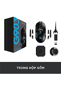 Chuột game không dây Lightspeed RGB Logitech G903 - Cảm biến Hero 25k, pin sạc 140h+, thiết kế thuận cả 2 tay, pin 180h, PC/Mac - Hàng chính hãng
