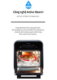 Lò nướng chân không kết hợp chức năng hấp Lock&Lock EJF693GRY Steam Air Fryer Oven (12.5 Lít) - Hàng chính hãng