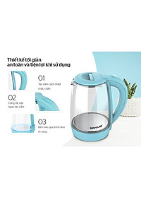 Ấm siêu tốc thủy tinh Sunhouse SHD1215 - Hàng Chính Hãng