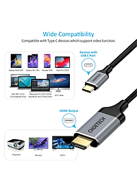 Dây Cáp Type C To HDMI 4K 60Hz Dài 1.8M, Dây Nylon Dù Thunderbolt 3 CHOETECH CH0021 - Hàng Chính Hãng