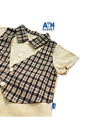 Bộ quần áo ngắn bé trai họa tiết Gile caro nâu - AICDBTA7SUFP - AIN Closet