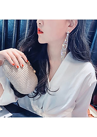 Bông tai đá dáng dài mắt phượng ấn tượng