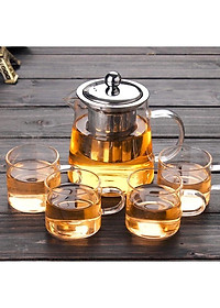 Ấm pha trà thủy tinh có lõi lọc và nắp inox 550ml , 750ml, 950ml
