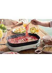 Nồi Điện Đa Năng, Nồi Lẩu Nướng Đa Năng BEAR SUBE004 3 Khay Rời Dung Tích 4L, Công Suất 1200W - Hàng Chính Hãng