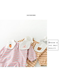 [121:H16] Body sọc ngang cổ thêu hoa và gấu hàng quảng châu đáng yêu cho bé gái