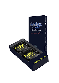 Bao cao su Feelex Performa Premium siêu mỏng, kéo dài thời gian quan hệ, hộp 10bcs