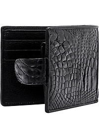Ví Nam Da Cá Sấu Nút Bấm Huy Hoàng HT2216 (12.5 x 10 cm) - Đen