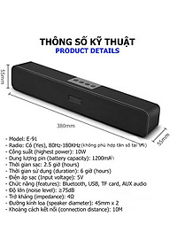 Loa Thanh Nghe Nhạc Loa Bluetooth E91 Hỗ Trợ Thẻ NhớCổng USB, Jack 3.5 Siêu Tiện Lợi