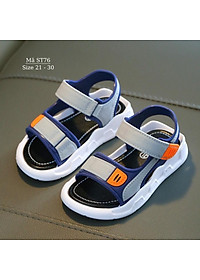 Xăng đan bé trai 1 2 3 4 5 tuổi quai ngang nhựa dẻo cao cấp êm nhẹ chống trơn trượt màu xanh cam quai dán tiện dụng phù hợp trẻ em nam đi học đi biển phong cách Hàn Quốc ST76