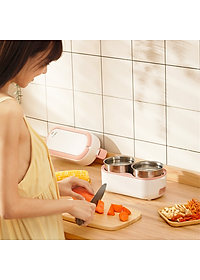 Hộp Cơm Cắm Điện Hâm Nóng Besti 2 Tầng 4 Khay Inox Cao Cấp Không Gỉ, Hộp Cơm Cắm Điện Văn Phòng Sang Trọng Đa Năng, Tiện Lợi Dễ Sử Dụng - Hàng Chính Hãng 