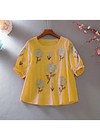 áo tay lỡ (nữ) chất đũi - hoạ tiết hoa, hàng VNXK (A17)