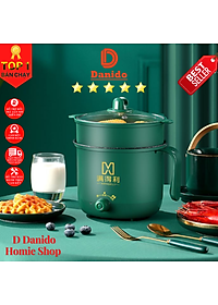 Nồi điện đa năng 1.3 Lít, nồi lẩu mini, ca nấu mì cao cấp 2 tầng - Nồi điện với 2 nấc nhiệt thế hệ mới có tay cầm - Hàng chính hãng D Danido (Logo hình ngẫu nhiên)