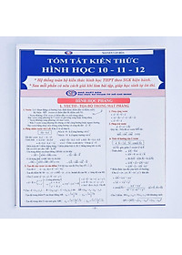 Tóm tắt kiến thức Hình học 10 - 11 - 12