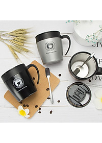 Cốc Cafe Giữ Nhiệt 330ml Chất Liệu Inox 304 Nhỏ Gọn Có Tay Cầm Sang Trọng Kèm Thìa