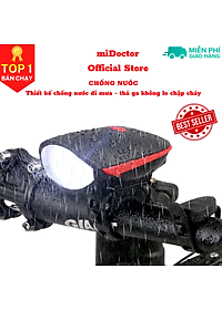 Đèn xe đạp thể thao miDoctor siêu sáng có còi pin sạc usb led T6 chống nước - Đèn còi xe đạp có 3 chế độ sáng còi to - Chính hãng miDoctor
