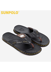 Dép Kẹp Xỏ Ngón Nam Da Bò SUNPOLO KEP201 Bền đẹp (Đen)