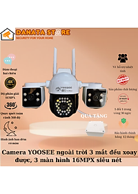 Nơi bán (Lỗi 1 đổi 1) Camera YOOSEE ngoài trời 4 mắt (xoay được 3 mắt), 3 màn hình độ phân giải 18MPX tích hợp 46 LED siêu nét