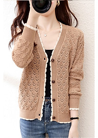 Áo khoác nữ, áo cardigan len phối ren xinh xắn K02