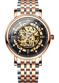 Đồng hồ nam chính hãng LOBINNI LB9010G-D4 hàng mới fullbox Kính sapphire,Chống nước 50m,BH 24 tháng,Đồng hồ cơ (Automatic),dây da