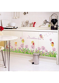 Decal dán chân tường Hoa bồ công anh hồng 2 AmyShop DCT033 - 2 bộ(50 x 260 cm)