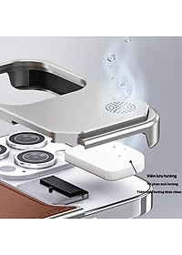 Ốp Lưng da đẳng cấp cho IPhone 15 / 14 Pro Max hiệu NJOYNY Phone, ngăn đựng nước hoa , sạc không dây - Hàng chính hãng