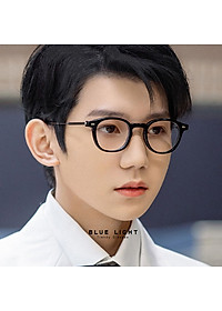 Gọng Kính Cận, Kính Giả Cận Mắt Vuông Nhỏ Đen, Trong Suốt Càng Kim Loại Cao Cấp - B LUE LIGHT