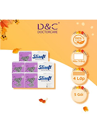 Combo 5 Giấy ăn Slisoft Trắng tự nhiên đa năng,khăn giấy rút không chất tẩy trắng an toàn cho cả gia đình