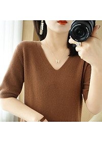 - Áo len dệt kim tay lỡ cổ tim chữ V mẫu 2022