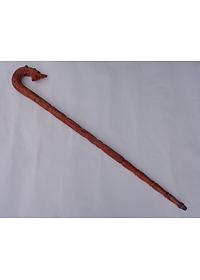 Gậy chống cho người già KT 90CM - Đầu thân chạm rông gỗ hương tự nhiên
