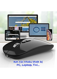 Chuột không dây Bluetooth HXSJ M103 wireless tự sạc pin siêu mỏng không gây tiếng ồn cho laptop MCBook PC Tablet PAD-Hàng Chính Hãng