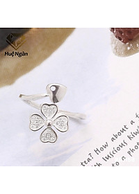 Nhẫn bạc Ý 925 Huệ Ngân - Cỏ bốn lá may mắn RR1158