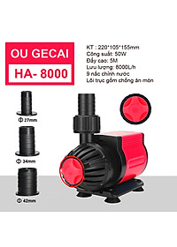 Máy bơm HA 8000 - HA10000 - HA12000 lõi trục gốm, 9 nấc chỉnh nước dùng cho bể cá, hồ cá, hòn non bộ - Máy bơm chìm cao cấp