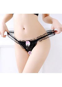 Quần lót nữ, quần ren đính nơ kèm hạt cườm gợi cảm - màu xanh